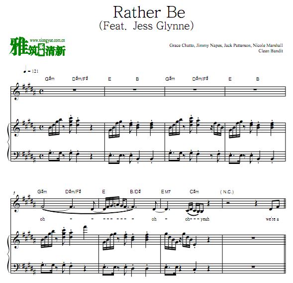 Clean Bandit(Feat. Jess Glynne) Rather Be钢琴谱