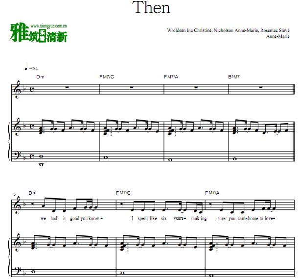 Anne-Marie - Then 伴奏钢琴谱