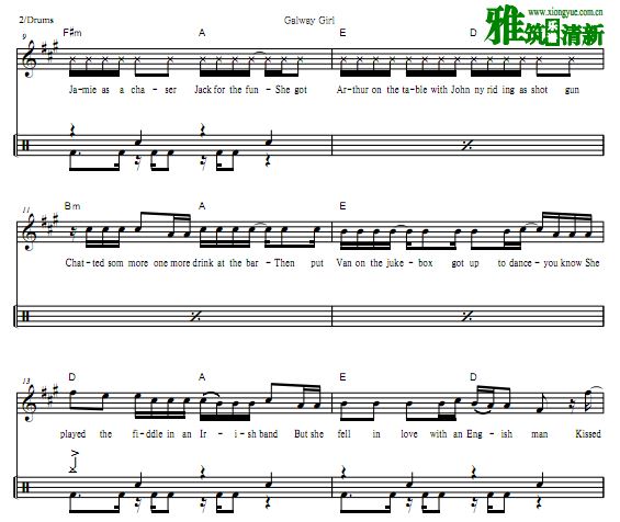 Ed Sheeran - Galway Girl 鼓谱