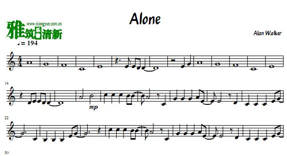 Alone 高音萨克斯谱