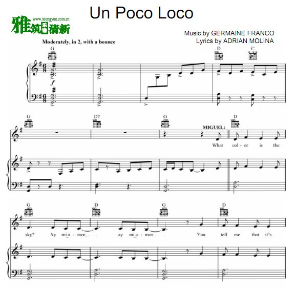 Coco － Un poco loco声乐谱钢琴谱