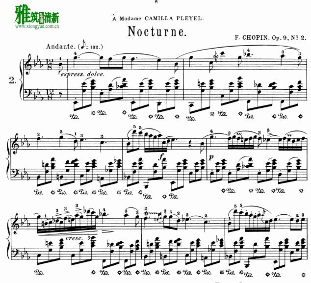 Marioverehrer版肖邦Nocturne Opus 9 No. 2钢琴谱