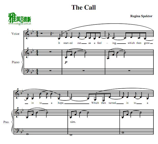 Regina Spektor - The Call弹唱伴奏谱