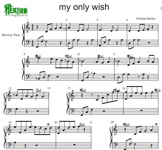 painless destiny - my only wish钢琴谱