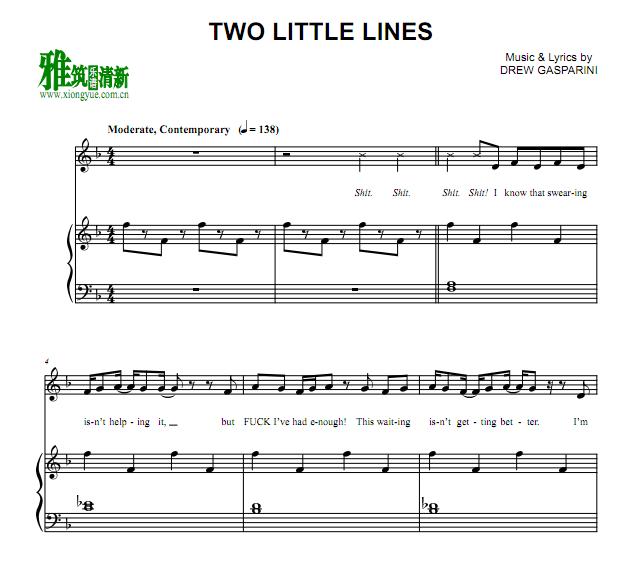 DREW GASPARINI - Two Little Lines钢琴伴奏谱