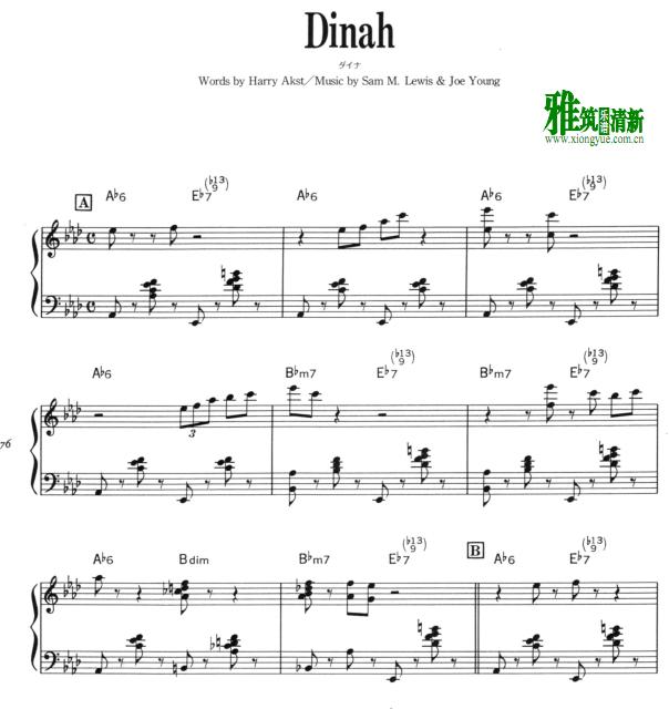 Thelonious Monk - Dinah 爵士钢琴谱