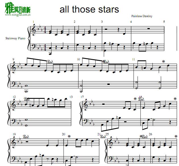 painless destiny - all those stars钢琴谱