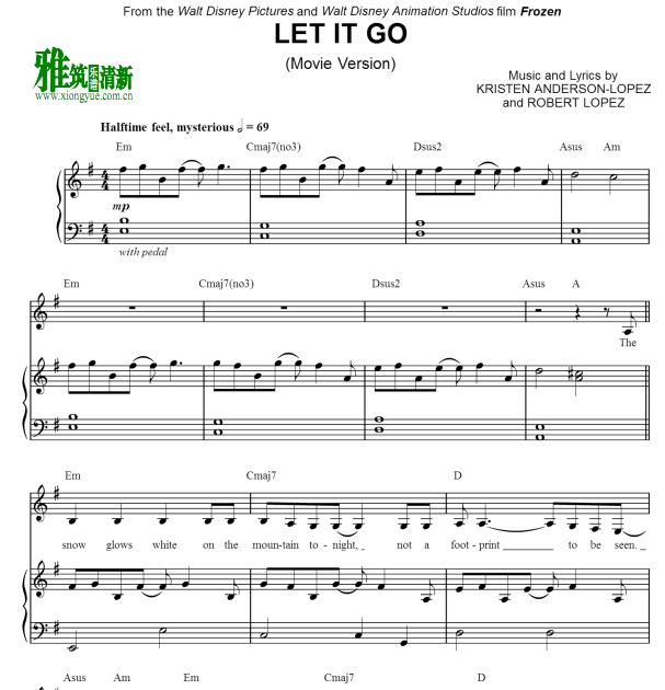 Let it go G调钢琴伴奏谱 