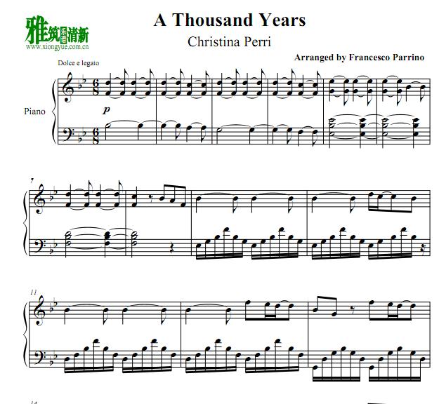 Francesco Parrino版 A Thousand Years钢琴谱