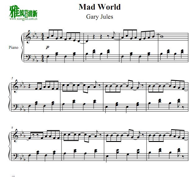 Francesco Parrino版 Mad World钢琴谱