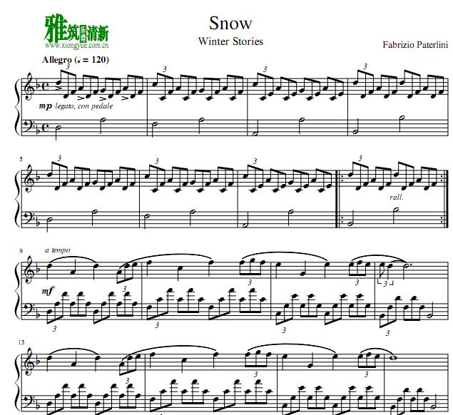 Fabrizio Paterlini - Snow钢琴谱