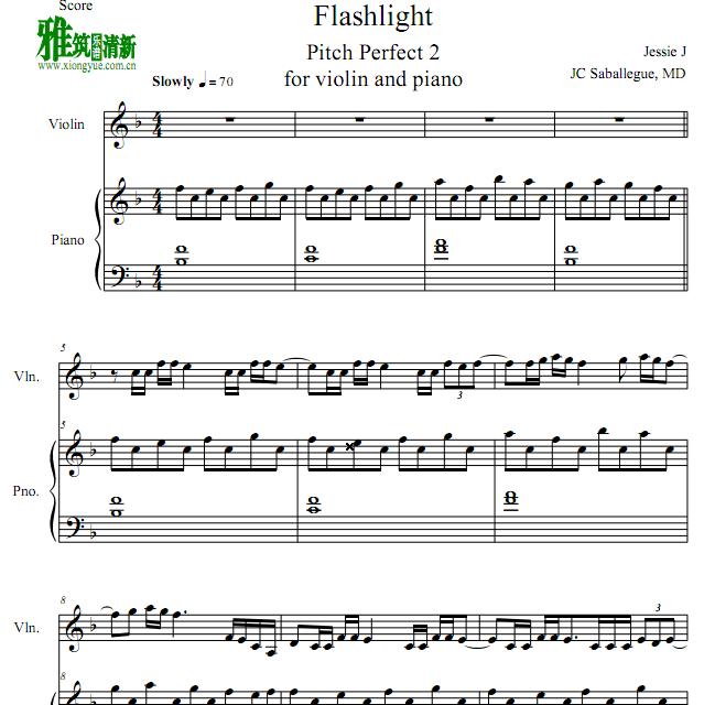 Jessie J - Flashlight小提琴钢琴谱