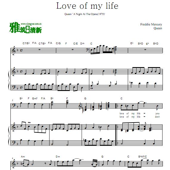 Queen - love of my life 钢琴谱