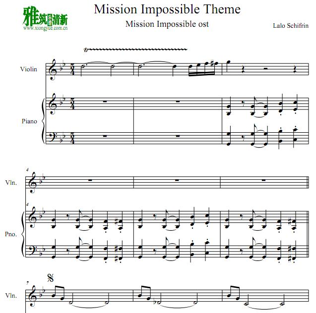 碟中谍 Mission Impossible 小提琴钢琴伴奏谱 