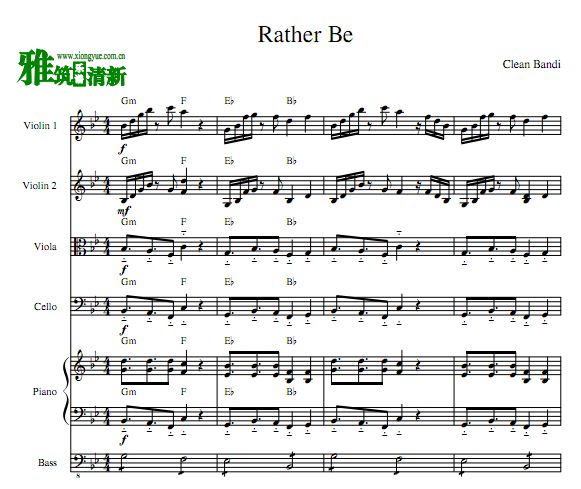 Rather Be 弦乐钢琴六重奏谱