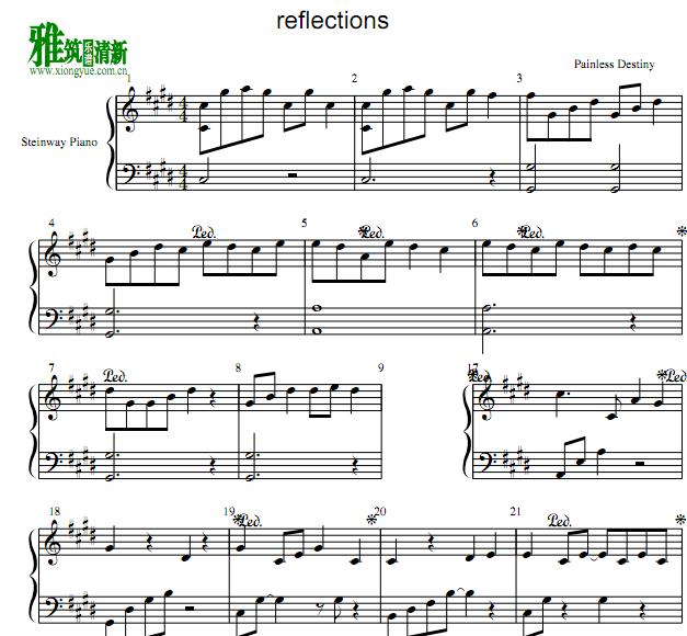 painless destiny - reflections钢琴谱