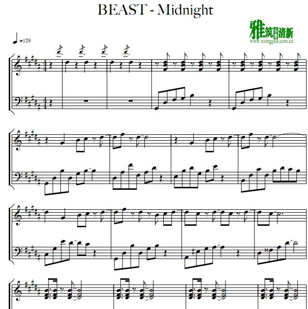 BEAST - Midnight钢琴谱