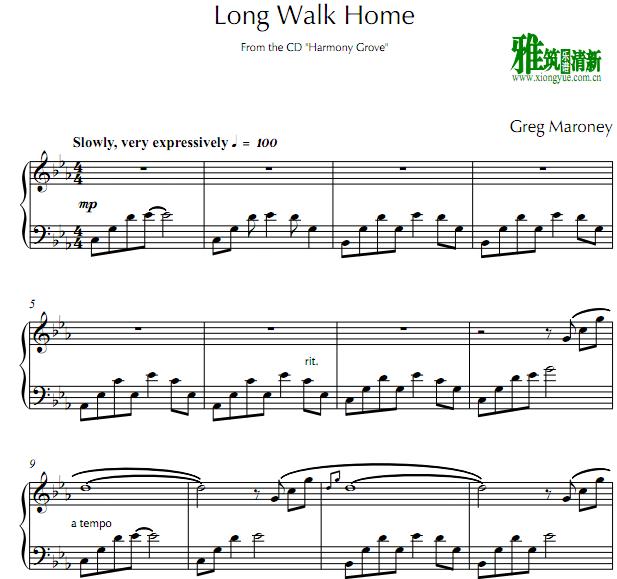Greg Maroney - Long Walk Home钢琴谱