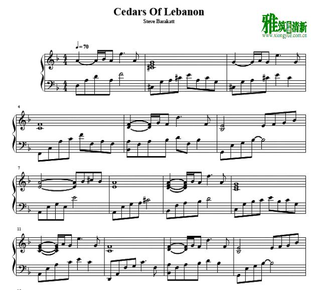 Steve Barakatt - Cedars Of Lebanon钢琴谱