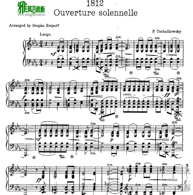 柴可夫斯基1812序曲钢琴谱 tchaikovsky 1812 overture