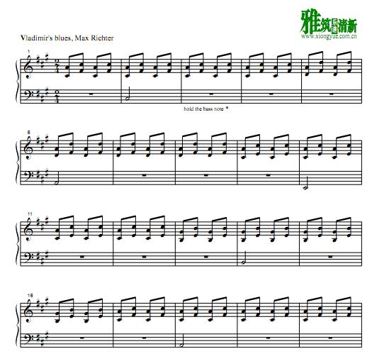 Max Richter - Vladimir's Blues钢琴谱
