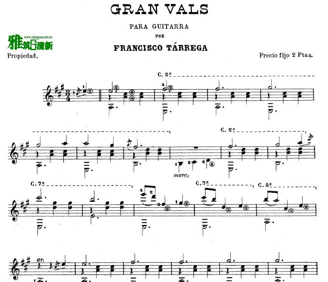 tarrega - gran vals吉他谱 大华尔兹