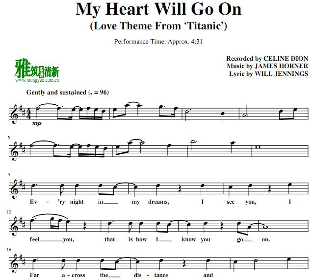 我心永恒My Heart Will Go On萨克斯谱