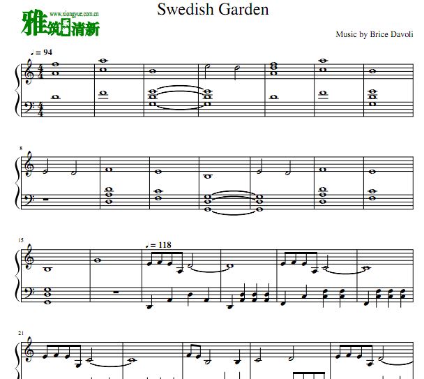(法国版)羞耻第三季主题曲 Swedish Garden钢琴谱