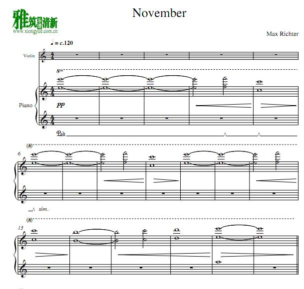 Max Richter - November小提琴钢琴谱1