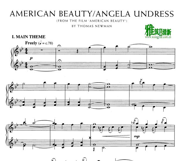 American Beauty - Main Theme - Angela Undress钢琴谱