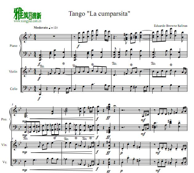 La Cumparsita Tango小提琴大提琴钢琴重奏谱