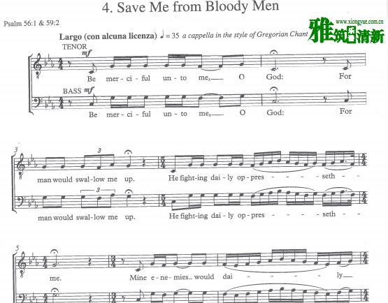 卡尔 Save Me from Bloody Men合唱钢伴谱