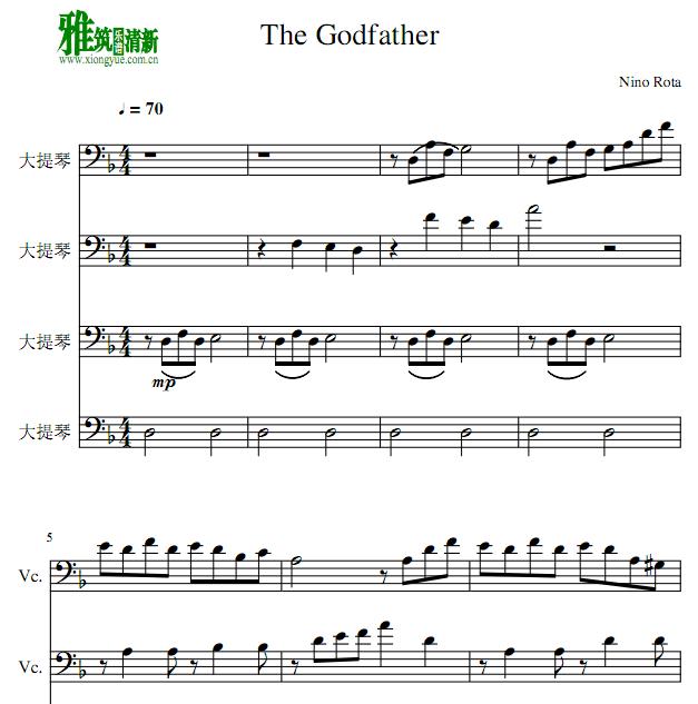 教父The godfather大提琴四重奏谱