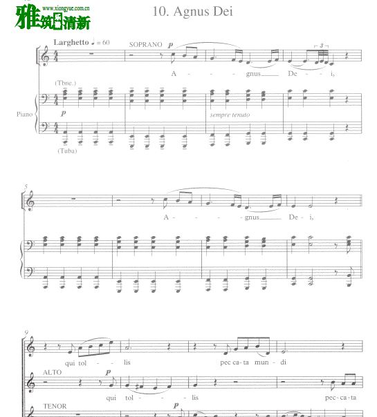 卡尔 Agnus Dei 合唱谱钢琴伴奏谱