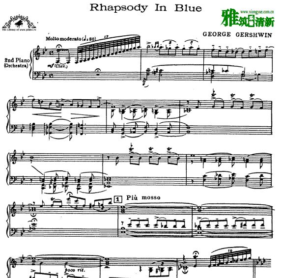 格什温 Rhapsody in Blue 蓝色狂想曲双钢琴谱