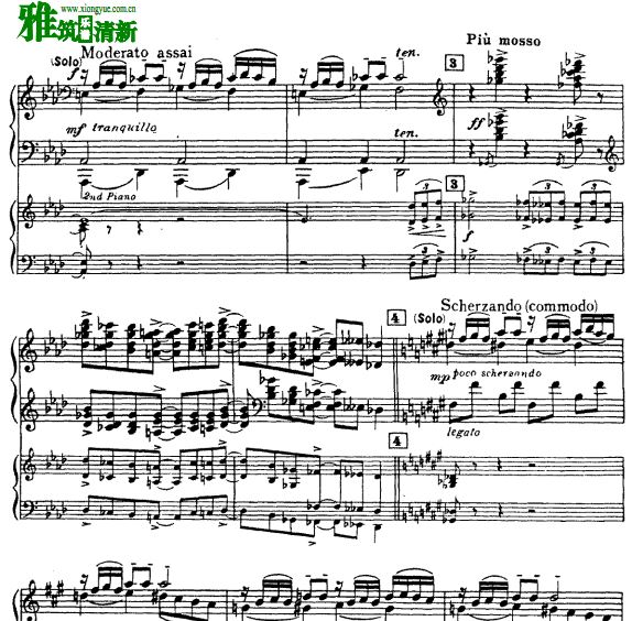 格什温 gershwin 蓝色狂想曲双钢琴谱