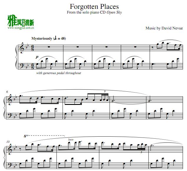 David Nevue - Forgotten Places钢琴谱