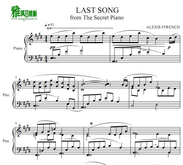 ALEXIS FFRENCH - Last Song钢琴谱