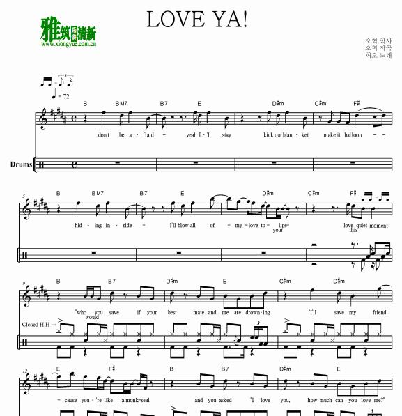 hyukoh - LOVE YA! 鼓谱