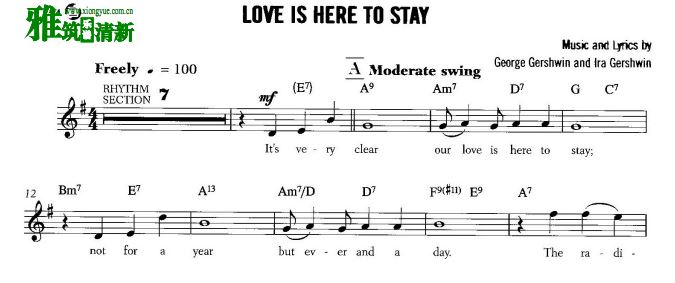 标准爵士乐  Love is here to stay小号谱