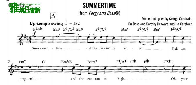 Summertime爵士小号谱