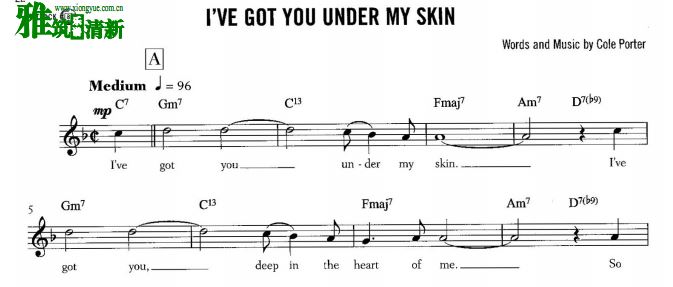 爵士经典小号谱 I've got you under my skin小号谱