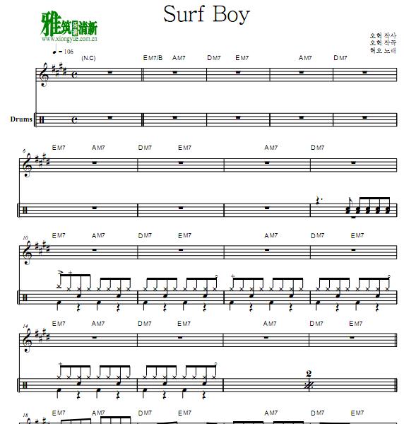 HYUKOH -Surf boy鼓谱