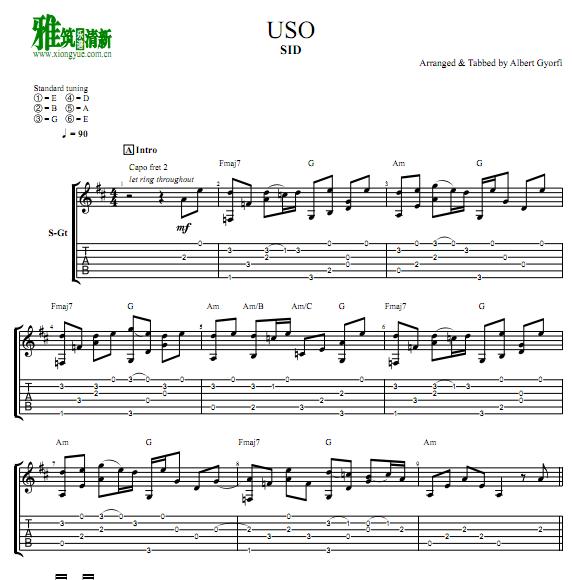 Albert Gyorfi版 USO-SID指弹吉他谱