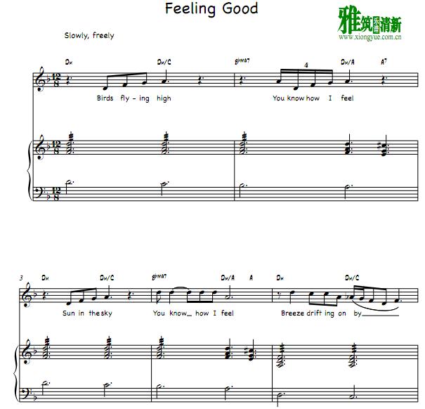 Feeling Good F调钢琴伴奏谱 