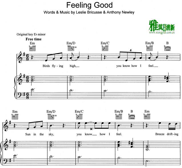 Feeling Good钢琴伴奏谱 G调