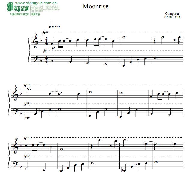 Brian Crain版Moonrise钢琴谱