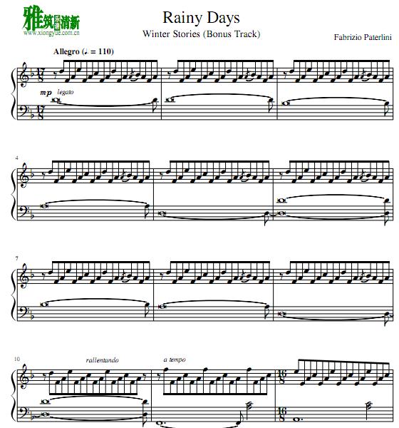 Fabrizio Paterlini - Rainy Days钢琴谱