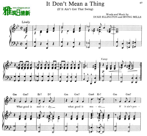 It Don't Mean A Thing钢琴伴奏谱 If It Ain't Got That Swing钢琴伴奏谱