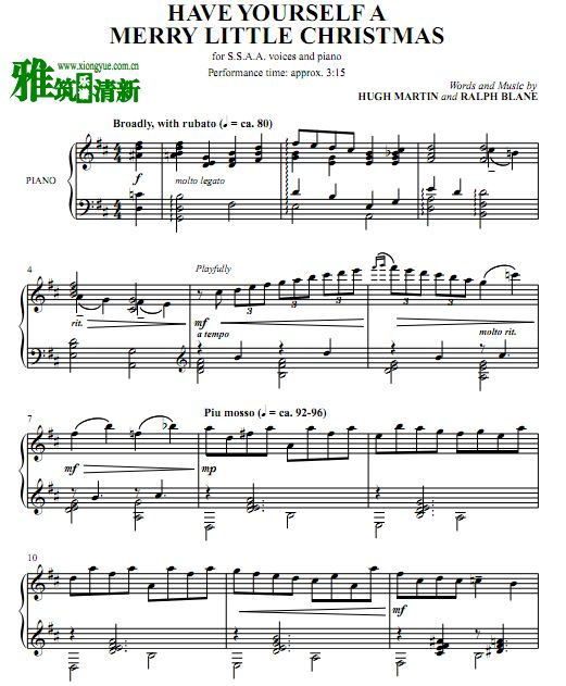 Have Yourself a Merry Little Christmas钢琴伴奏谱
